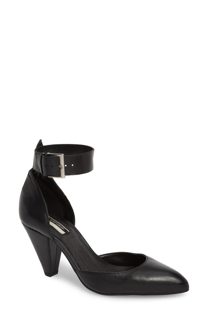 Women's Topshop Jazzie Ankle Strap D'orsay Pump .5us / 37eu - Black