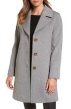Women's Fleurette Notch Collar Wool Walking Coat - Grey