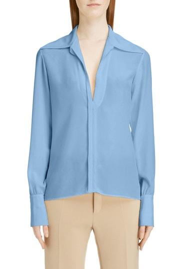 Women's Chloe Silk Crepe De Chine Blouse Us / 34 Fr - Blue