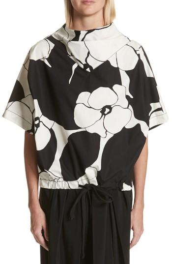 Women's Marc Jacobs Drawstring Hem Floral Print Top - Black