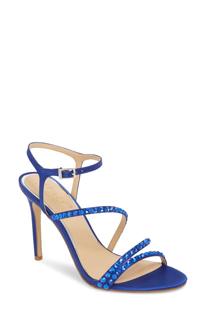 Women's Jewel Badgley Mischka Marimba Crystal Embellished Sandal .5 M - Blue