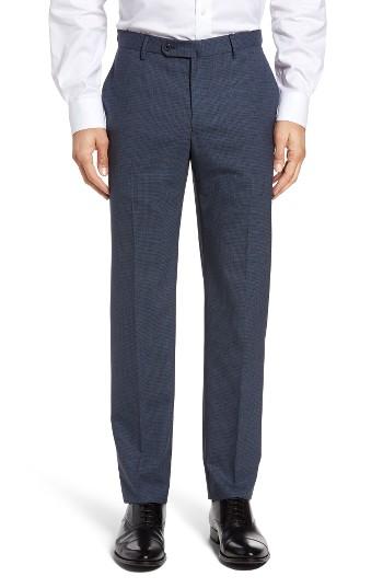 Men's Incotex Flat Front Plaid Wool Trousers R - Grey