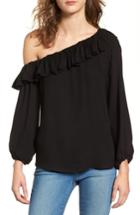 Women's Ella Moss One-shoulder Ruffle Blouse - Black