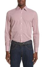 Men's Canali Slim Fit Geometric Print Sport Shirt - Red