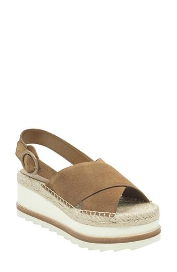 Women's Marc Fisher Ltd Glenna Platform Slingback Sandal M - Brown