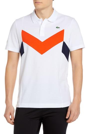 Men's Lacoste Chevron Colorblocked Polo (m) - White