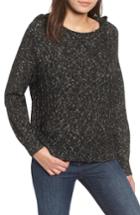 Women's Rvca Marled Hooded Cable-knit Cotton Blend Sweater - Black