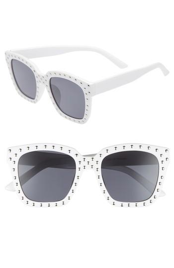 Women's Bp. Studded Square Sunglasses - White/ Silver