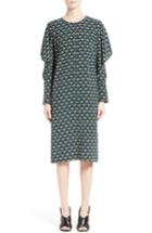 Women's Marni Print Silk Cold Shoulder Dress Us / 40 It - Blue