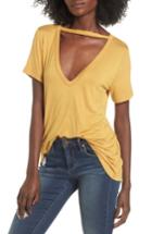 Women's Socialite Cutout Choker Tee - Yellow