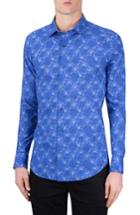 Men's Bugatchi Shaped Fit Abstract Print Sport Shirt - Blue