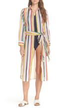Women's J.crew Long Lightweight Shirtdress Cover-up, Size - White