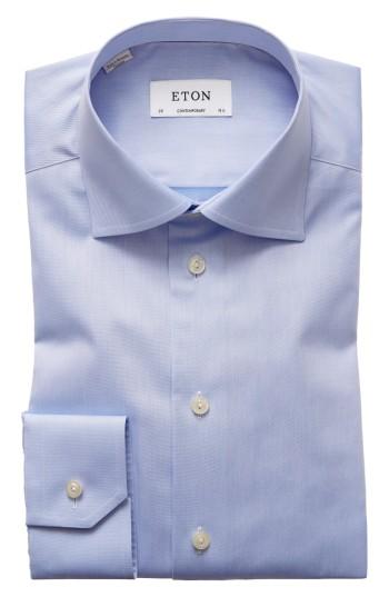 Men's Eton Contemporary Fit Twill Dress Shirt - Blue