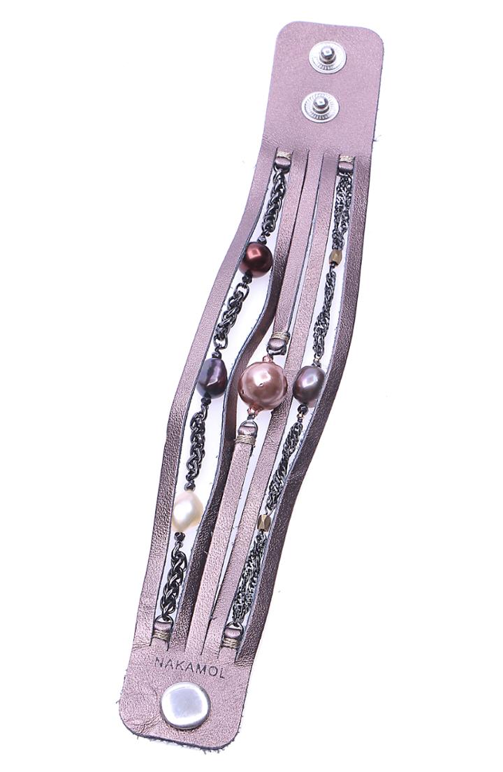 Women's Nakamol Design Freshwater Pearl & Leather Cuff