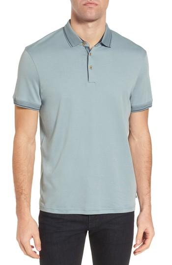 Men's Ted Baker London Pug Trim Fit Stripe Polo (m) - Grey