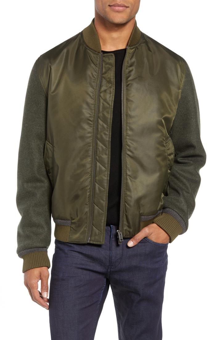 Men's Boss Cabe Fit Bomber Jacket, Size 36r - Green