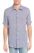 Men's Rodd & Gunn Island Road Original Fit Print Linen Sport Shirt, Size - Blue
