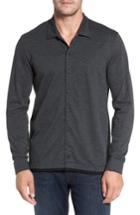 Men's David Donahue Jacquard Knit Sport Shirt - Black