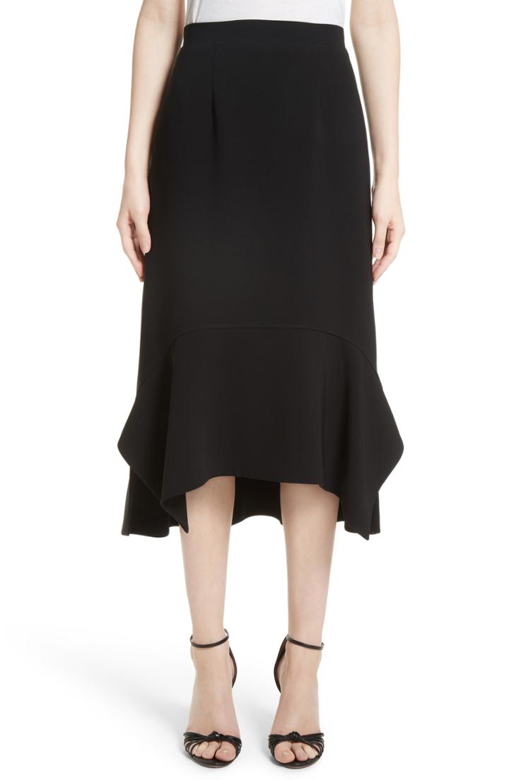 Women's Altuzarra Drape Hem Midi Skirt Us / 44 Fr - Black