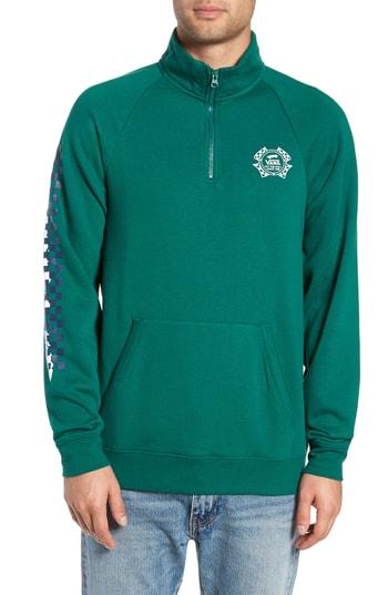 Men's Vans Check It Quarter Zip Pullover - Green