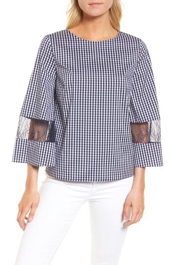 Women's Chelsea28 Gingham & Lace Blouse, Size - Blue