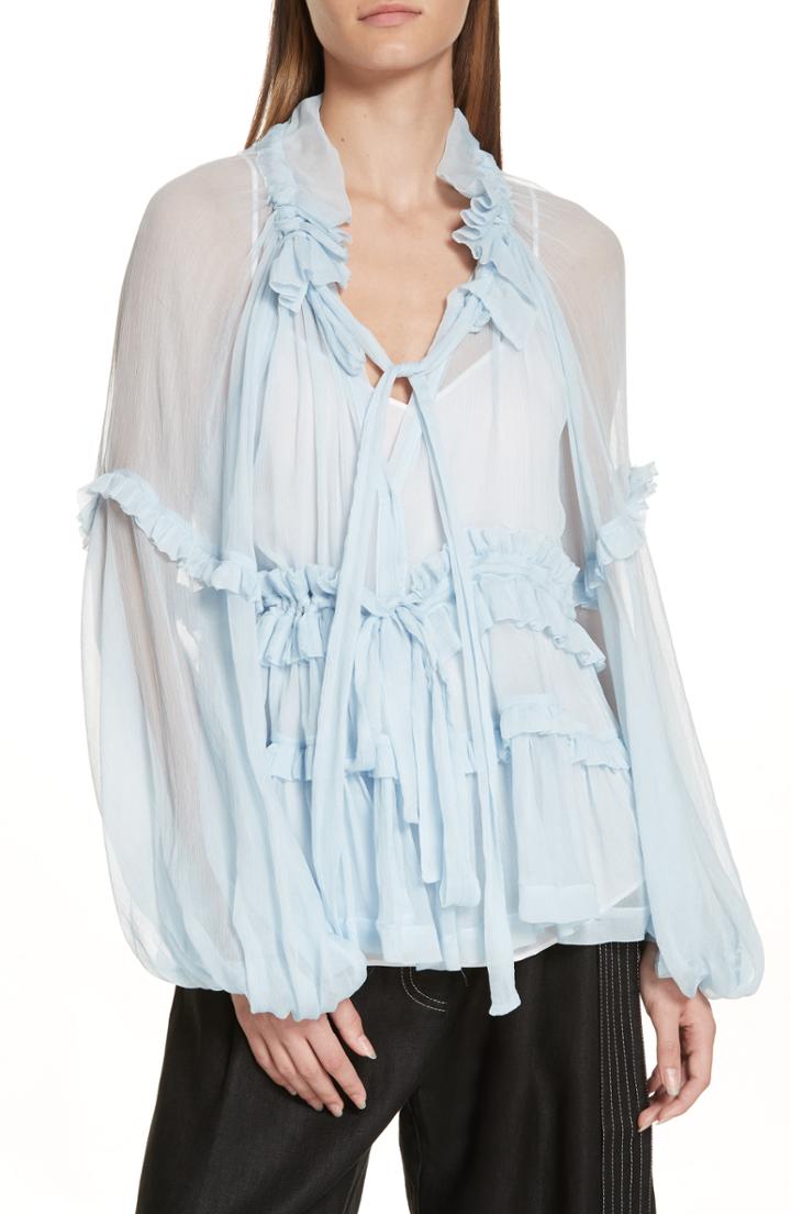 Women's Lee Mathews Bluebelle Tie Neck Silk Top