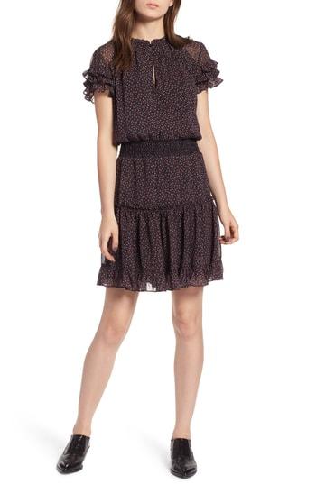 Women's Rebecca Minkoff Lillian Floral Smocked Blouson Dress, Size - Black