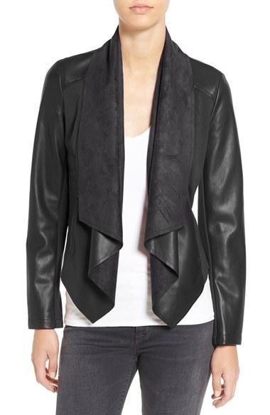 Women's Kut From The Kloth 'ana' Faux Leather Drape Front Jacket