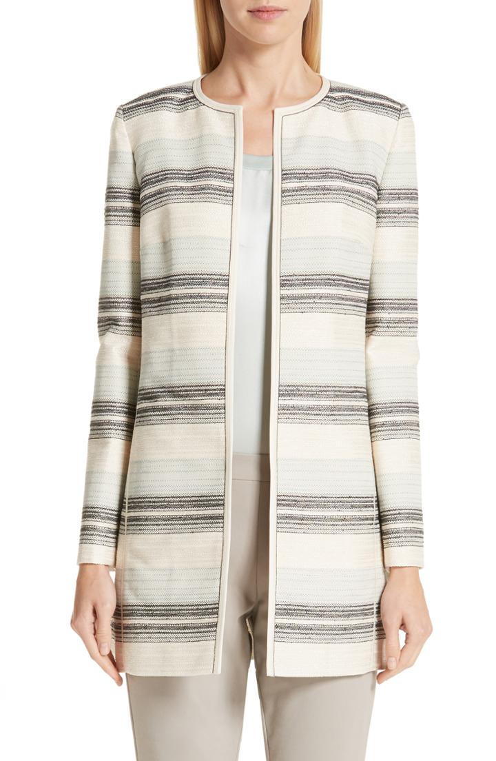 Women's Lafayette 148 New York Pria Stripe Tweed Jacket - Beige