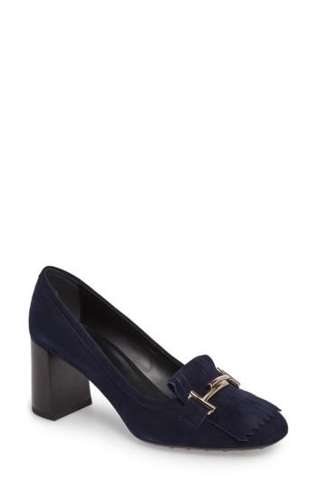 Women's Tod's Kiltie Fringe Pump .5us / 35.5eu - Blue/green