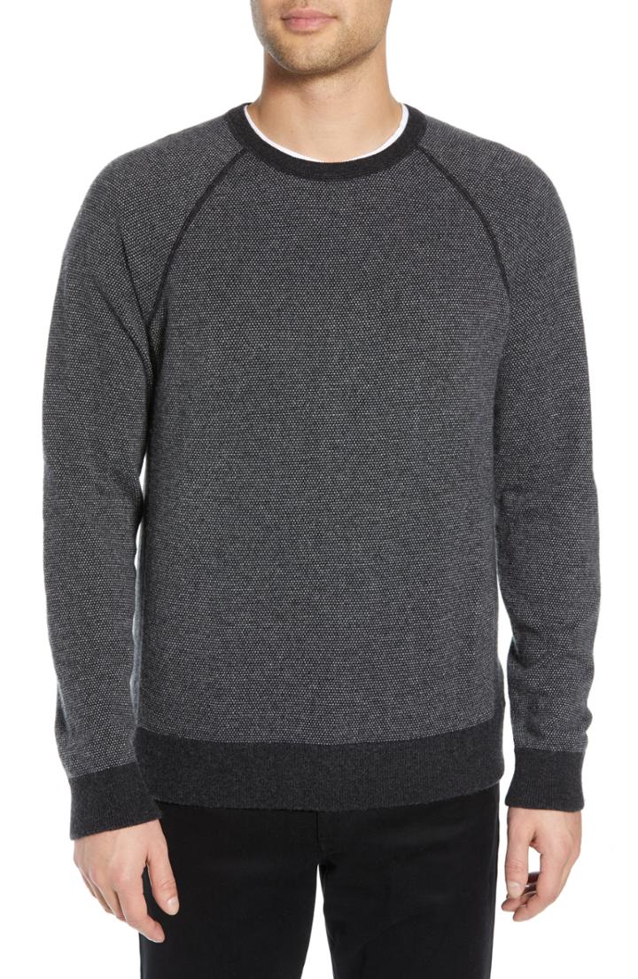 Men's Vince Birdseye Raglan Wool & Cashmere Sweater - Grey