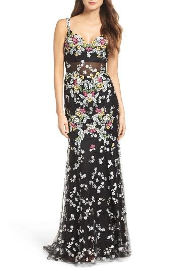 Women's Mac Duggal Embroidered Mesh Gown