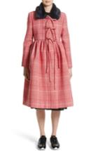 Women's Shrimps Stuart Plaid Wool Coat With Faux Fur Collar