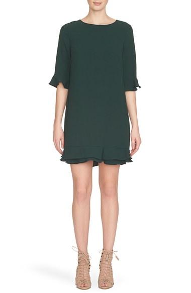 Women's Cece 'kate' Ruffle Hem Shift Dress - Green