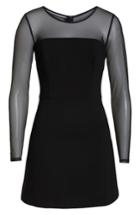 Women's French Connection Whisper Light Mesh Sleeve Dress - Black