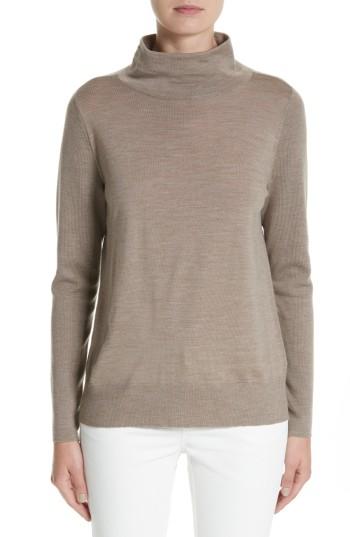 Women's Lafayette 148 New York Merino Wool Modern Turtleneck Sweater, Size - Grey