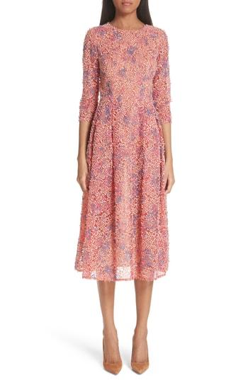 Women's Caroline Herrera Textured Fit & Flare Dress - Orange