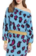 Women's Topshop Leopard Sweater Us (fits Like 0) - Blue