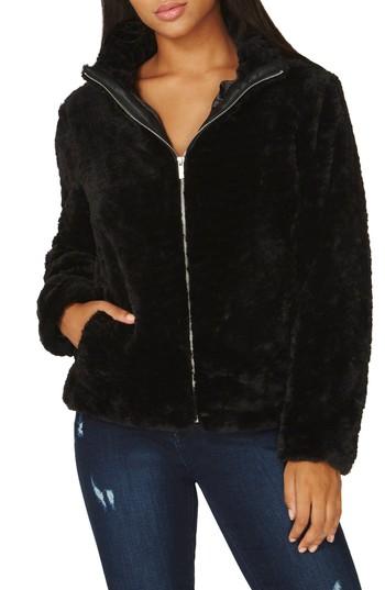 Women's Dorothy Perkins Crop Faux Fur Jacket Us / 10 Uk - Black