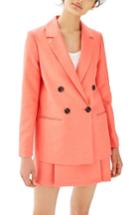 Women's Topshop Ella Double Breasted Suit Jacket Us (fits Like 0) - Coral