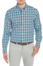 Men's Cutter & Buck Harris Regular Fit Non-iron Plaid Sport Shirt, Size - Blue