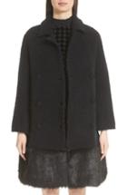 Women's Emporio Armani Boucle Coat With Removable Faux Fur Hem Us / 36 It - Black