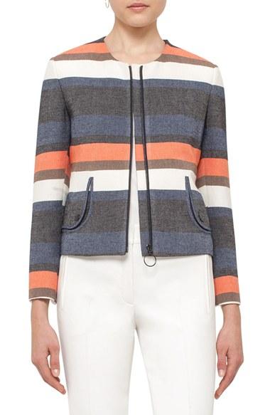 Women's Akris Punto Ruffle Back Stripe Jacket