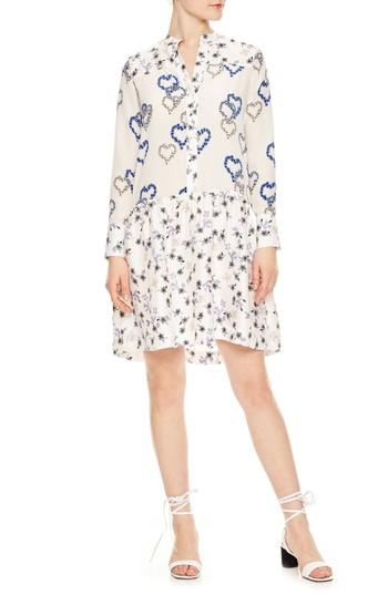 Women's Sandro Floral Hearts Silk Dress Us / 36 Fr - White