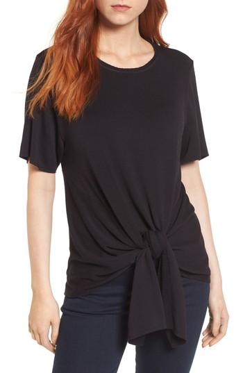 Petite Women's Caslon Tie Front Sweatshirt P - Black