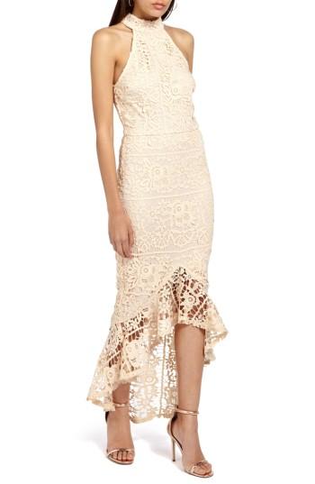 Women's Missguided Lace Body-con Dress Us / 8 Uk - Beige