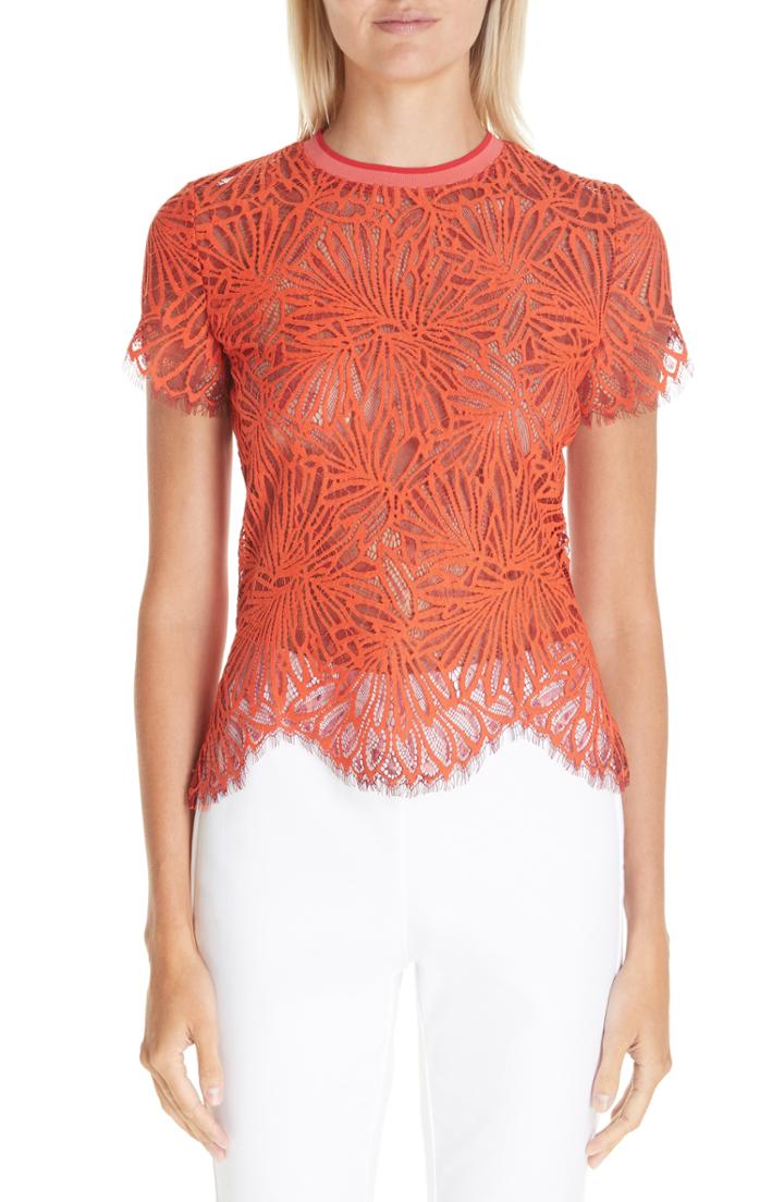 Women's Proenza Schouler Scalloped Stretch Lace Top - Orange