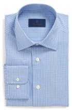 Men's David Donahue Regular Fit Check Dress Shirt - 36/37 - Blue