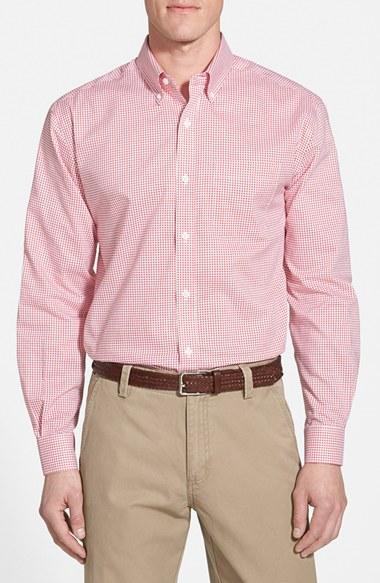 Men's Cutter & Buck 'epic Easy Care' Classic Fit Wrinkle Free Tattersall Plaid Sport Shirt - Red (online Only)