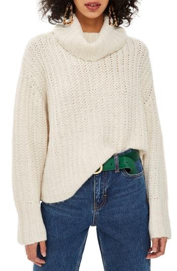 Women's Topshop Chunky Roll Sweater Us (fits Like 0-2) - Ivory